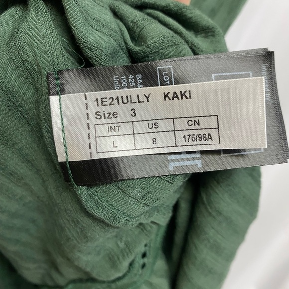 NWT BA&SH Ully Green Striped Textured Midi Dress Sleeveless Sz Lg Made In India - Picture 14 of 16